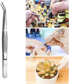 Stainless Steel Tweezers, With Curved Serrated Tip Multipurpose Sewing Machine Tweezers Forceps For Craft Repairing (2 Pcs Set) - 1 Count (Pack Of 1) - View 9