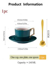 1 Set (1 Cup, 1 Saucer, 1 Spoon) / 1 Set Of 6 Cups, 6 Saucers, 6 Spoons (With Black Holder + Cherry Blossom Gold Spoon) Ceramic Coffee Cup, Saucer, Elegant Coffee & Dessert Plate, Classic Afternoon Tea Set, Creative Minimalist Afternoon Tea Cup, Coffee Cup Set, Solid Color Graceful Series, Espresso Cup With Handle, Mug, Milk Cup, Space-Saving Essential, Must-Have For Coffee Lovers, For Daily Home & Office Use, Family/School Supplies, Holiday Gift, Suitable For Home, Garden, Restaurant, Holiday Events - Dishwasher Friendly Back To School