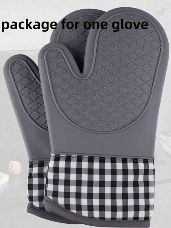1pc Anti-Scald Microwave Oven Gloves, Heat Resistant Kitchen Baking Gloves,Resistant Silicone Oven Mitts - Home Kitchen