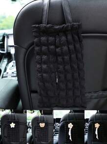 1pc New Car Tissue Box Elegant Puff Grid Car Seat Hanging Drawer Paper Box Car Tissue Drawer