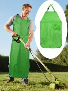 1 Stück grüne Garten-Mähschürze mit Vollschutz und Taschen - atmungsaktive Schutzschürze für Rasenpflege, Gartenarbeit und Landschaftsgestaltung, verstellbare Träger und große Taschen, unisex Outdoor-Bekleidung, funktionelle Gartenbekleidung