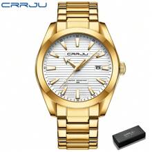 CRRJU Reloj de hombre CRRJU de lujo, de moda, con cuarzo, resistente al agua, luminoso, de acero inoxidable con fecha