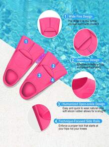 Aletas de entrenamiento de natación cómodas de silicona con cuchilla corta, flotantes, con bolsa de malla para hombres y mujeres adultos para fortalecer las piernas, esenciales de playa, accesorios de playa, flotador de piscina