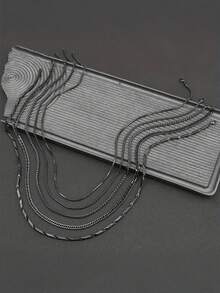 5pcs Stainless Steel Titanium Steel Men's Necklace Set, Including Round, Snake, Basketball, Water Chain, Stainless Steel Clavicle Necklaces, Suitable For Daily Wear