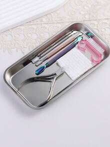 牙科不锈钢医用托盘长方形消毒板金属放置盒牙科实验室器械托盘 - 銀色 - 查看 4