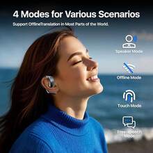 Auriculares de Traducción de Idiomas AI, Pantalla Táctil LCD OWS Traductor en Tiempo Real para 144 Idiomas y Acentos Auriculares Traductores Ideales para Viajes Negocios Aprendizaje Dispositivo de Traducción Auriculares (Blanco Lechoso) - Negro - Ver 5