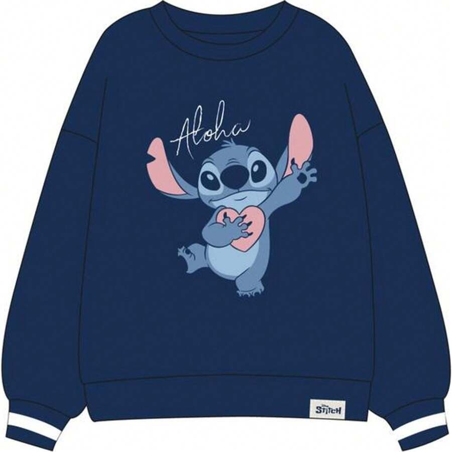 Lilo Y Stitch Stitch Sweatshirt For Boys And Girls - Soft, Comfortable And Warm Cotton Children's Clothing With Fun Designs Of The Famous Stitch - Crew Neck Sweatshirt Without A Hood, Ideal For School Or Sports - Navy Blue - View 1