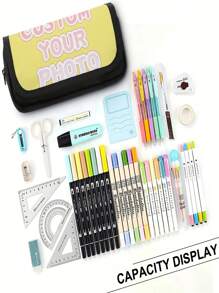 Trousse à crayons personnalisée, trousse à crayons à double couche pour l'école, le bureau, les voyages et les usages professionnels afin de répondre à vos besoins quotidiens. Un super cadeau d'anniversaire pour les enfants et la famille