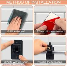 6-Pack Curtain Bracket Holders, Universal Self-Adhesive Wall Mounts, Fits 0.6'' To 1.5'' Rods, Black - 黑色 - 查看 7