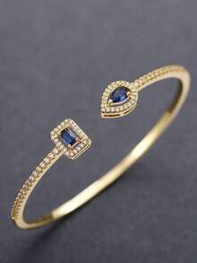 1 pieza Brazalete clásico de circonia cúbica para mujeres, regalo del Día de San Valentín, joyería de boda