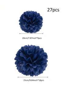 9pcs/27pcs Paper Pom Poms, White Tissue Flowers, Fluffy Hanging Decoration, For Scene Decor, Home Decor, Room Decor, For Birthday Party Decor, Wedding Party Favor, Business Graduation Gift Decor