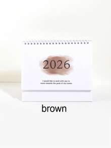 1pc Solid Color Medium 2026 Desk Calendar - Durable Metal Ring Binding, Nature Landscape Pattern Inner Page Personalization, Vertical Flip Desk Calendar, Office Desk Memo, Office Supplies, Gifts For Friends - Multicolor - View 22
