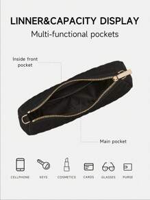 Kate Spade Bolso Hobo acolchado negro tipo plumón para mujer, bolso ligero para el hombro, bolso cruzado para mujer, bolso de mano pequeño para damas con correa ajustable y desmontable