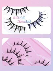 10 Pairs Natural False Eyelashes Manga Lashes 3d Faux Mink Lashes Soft Winged Natural Realistic Eyelash Extension Strip Lashes,Lashes,Eyelashes,Fake Lashes - Black - View 3