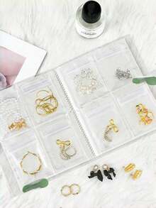 1pc Frosted Transparent Jewelry Storage Album With 20/84 Anti-Oxidation Dust-Proof Storage Bags, For Organizing Rings, Earrings, Necklaces And Cosmetics, Best Holiday Gift, Portable