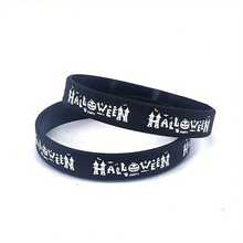 16 piezas de pulseras de silicona de Halloween, diseños surtidos, adecuadas para fiesta de fantasmas, noche de carnaval, festival occidental, unisex, sin necesidad de energía, decoración para el hogar y fiestas