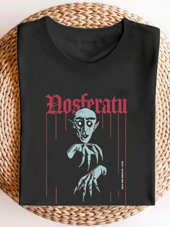 Plus Size Women's Summer Vampire Graphic T-Shirt