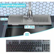 Local Shipping-5°Slope Kitchen Sink Splash Guard-Gray Silicone Faucet Mat Handle Drip Catcher Tray Behind Faucet With Soap Dispenser Hole-1pc Water Clear Gadgets For Sink Accessories 5 By 24inch Long Organizer - Gray - 查看 9