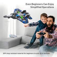 1pcs Foam Remote Control Airplane Fighter, Suitable For Beginners, Suitable For Indoor And Outdoor Use, Headless Mode, USB Charging, Red | Blue, Perfect Gift For Boys And Girls Christmas, Halloween. - 紅色 - 查看 3