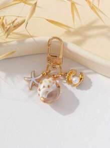 Marine Bag Charm Natural Shell And Starfish Asymmetrical Bag/Wallet Charm Bridesmaid Gift Summer Beach Vacation Accessories Bag Pendant Marine Bag Accessories Beach Accessories Beach Essentials Backpack Decor