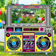 1 Pack Radio Boombox Photo Booth Props For 90s 80s Party Decorations ,Durable 300D Oxford Fabric,59 X 59 Inch, Retro Fabric Radio Boombox Selfie Backdrop Hanging Banner For Hip Hop Music Theme Birthday Decorations 1980s Party Supplies,