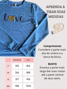 Fleece Blouse With Cuffs And Love Print, Warm Winter - 藍色 - 查看 3