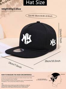 1 件男士嘻哈帽双“NY”印花时尚棒球帽可调节四季平檐帽街头风格帽子男女通用帽 - 彩色 - 查看 2