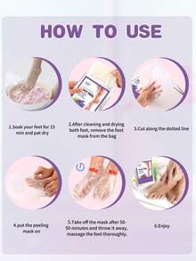 5包薰衣草去角质足膜足部去死皮膜适用于干裂足部死皮补水保湿足部去角质膜女士家用足部水疗足部护理 - 白色 - 查看 5