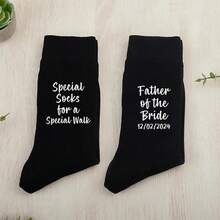 Personalized Custom Black Socks Groom To Be Wedding Day Engagement Decoration Bachelor Party Bach Weekend Dad Gift Present - Black - View 4
