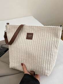 Women's Corduroy Shoulder Bag - Soft Plush Solid Color, Casual Handbag, Bohemian Wide Shoulder Belt, Lightweight Messenger Bag, Suitable For Daily, Shopping And Travel | Polyester Lining, Zipper Opening And Closing, Adjustable Shoulder Belt, Cosmetics And Key Storage