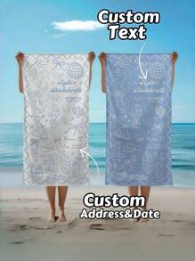 1pc Personalized Text Bachelorette Beach Towel,Custom Location And Name Bachelorette Party Pool Towel,Soft Quick-Dry Pool Towel,Bachelorette Matching Towels,Beach Trip Gifts,Vacation Gifts For Traveler,Teens Pool Towel,Back-To-School Gift,Holiday Gift