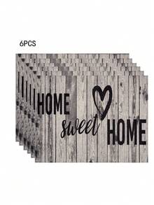 1pc/4pcs/6pcs Grey & White Gradient Placemats 30x45 Cm - Polyester Machine Washable Rectangular Place Mats With HOME Sweet Home Design For Kitchen Dining Table Decor, Party Centerpieces, Home Decor Accents | Textured Surface | Machine Washable Mats - Multicolor - View 27