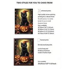 (帆布海报可选框架) 1 件哥特式魔法黑猫海报万圣节墙艺术帆布装饰海报家居房间，适用于家居装饰墙面装饰