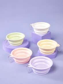 PETSIN 350ml Macaron Color Pet Travel Collapsible Water Bowl, Suitable For Small & Medium Dog/Cat, Portable Water Cup With Hook For Outdoor Use