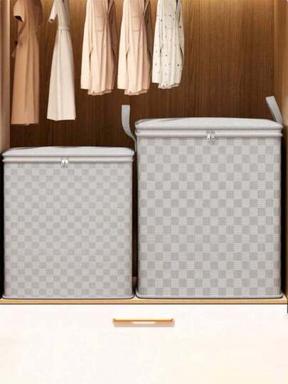 1 Pc 220L / 150L / 110L / 30L Large Capacity Foldable Thick Heavy Duty Storage Bag Organizer Container Bucket, Classic Checkerboard, With Reinforced Handle And Double Zipper Cover, Dustproof And Moistureproof, Washable, Suitable For Home Bedroom, Bed Storage, Closet Organization, Travel Packing, School Office Dormitory, Car Vehicle Storage, Space-Saving Storage Solution.