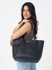 Moncci Large Shoulder Bag Fits Laptop, Zipper Closure With Wallet For College Work - màu đen - Xem 1