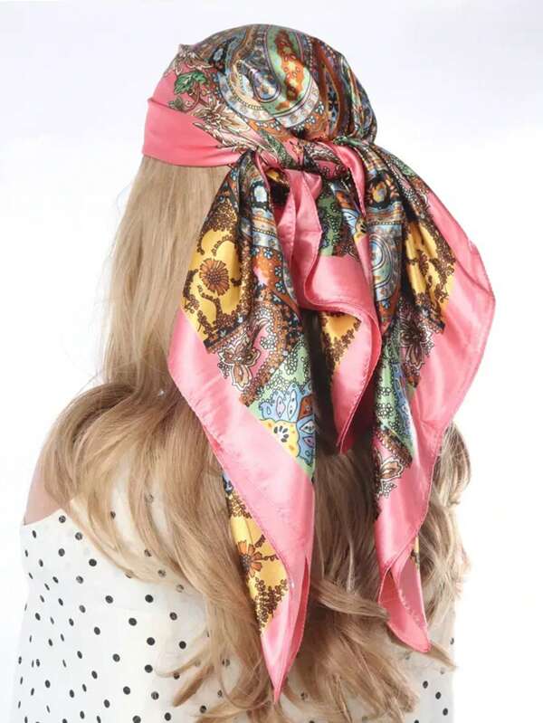 1 Stück einfaches bedrucktes quadratisches Tuch, neuer Mode-Bandana-Schal für Frauen, kann als Gürtel, Taschendekoration, Schleife, Stirnband oder Kopftuch-Bandana, Haarband, Stirnband verwendet werden, ideal um deinen Look aufzuwerten