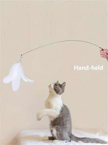Jouet interactif pour chat avec baguette, clochettes, plumes et ventouse remplaçable, résistant au mâchage