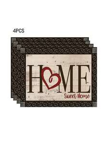 1pc/4pcs/6pcs Grey & White Gradient Placemats 30x45 Cm - Polyester Machine Washable Rectangular Place Mats With HOME Sweet Home Design For Kitchen Dining Table Decor, Party Centerpieces, Home Decor Accents | Textured Surface | Machine Washable Mats - Multicolor - View 14
