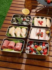 1/3/6PCS Household Stainless Steel Fresh-Keeping Box Set(Fresh-Keeping Box + Fresh-Keeping Lid) , Sealed Refrigerator Food Storage, Box Kitchen Accessories, Kitchen Storage Box, Outdoor Garden Picnic, Camping, Office, Travel,Outing, Barbecue Lunch Box, Outdoor With Independent Sauce Compartment Box, Egg-Proof Antibacterial Refrigerator Storage Artifact,Outdoor Supplies, Camping Supplies, Barbecue Supplies