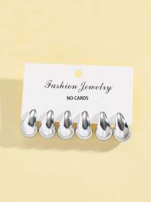 3 Pairs Women Simple CCB Plastic Water Drop Smooth Spray Painted Stud Earrings, Fashion Earring Set, Gift & Daily Use