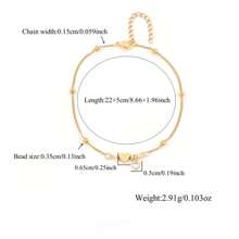 1pc SImple Classic Artificial Crystal Heart Initial Golden Stainless Steel Bead Chain Anklets For Women