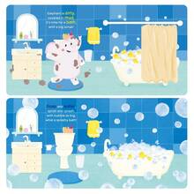 beartale 一套儿童推拉滑梯互动游戏书，大象泡泡浴互动书，培养良好沐浴习惯，探索性忙碌书，早教玩具，生动插图忙碌书，教育玩具，互动书 - 彩色 - 查看 6