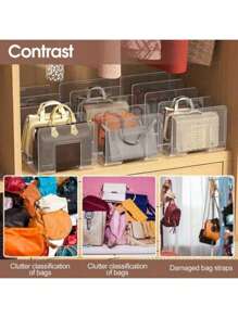 1 قطعة/2 قطعة منظم شفاف من الاكريليك للشنط المنزلية وعرض البيع بالتجزئة، يوفر مساحة في الخزانة، رف تخزين شفاف مناسب للمحافظ والحقائب