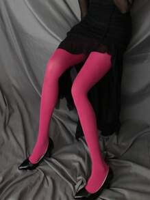 1 Pair Women's Solid Color Tights 80D, Soft Opaque Microfiber Tights