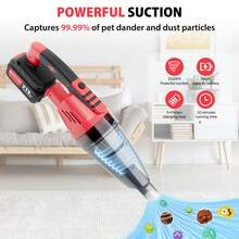 AutoFu Cordless Vacuum Cleaner 3 In 1 Lightweight Stick Strong Suction LED Rechargeable, Portable Hand Held Vacuum Cleaner With Battery &  Filter, Lightweight Hand Car Vacuum Rechargeable For Pet Hair, Home, Office - Red-1 Battery - View 10