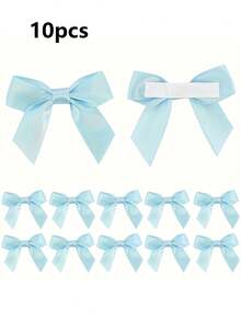10/12pcs Self-Adhesive Satin Bows Ribbon For Gift Packaging Pink Beige Green Bow Gift Wrapping Accessories For Birthdays, Weddings Party Decorations Colorful Ribbon Bows - Bow Accessories - View 14