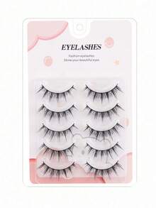 Manga Lashes 5 对黑色茎自然假睫毛，睫毛延长，卷翘柔软，适合漫画风格日常妆容 - 尖尾漫畫款 - 查看 3