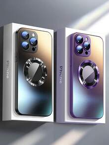 Premium verspiegelte magnetische Handyhülle kompatibel mit iPhone Modellen 16, 15 Pro Max, 14 Plus, 13, 12 und 11, bietet stoßfesten Schutz für die Kamera mit Glasabschirmung. Beinhaltet Linsenfilm, verfügt über Magnetaufnahme und ist schmutzabweisend. - Schwarz - Übersicht 5