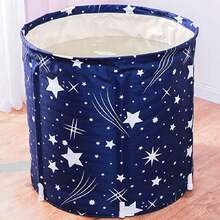 Blue Folding Portable Bathtub 70x65cm Nylon PVC With Drain Pipe Tap Mat 6 Support Tubes Back To School - Blue - View 3